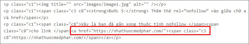 liên kết cần gắn thuộc tính nofollow