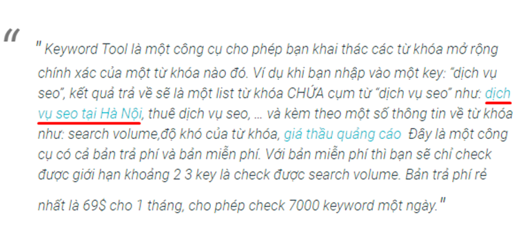 Anchor text khớp chính xác một phần
