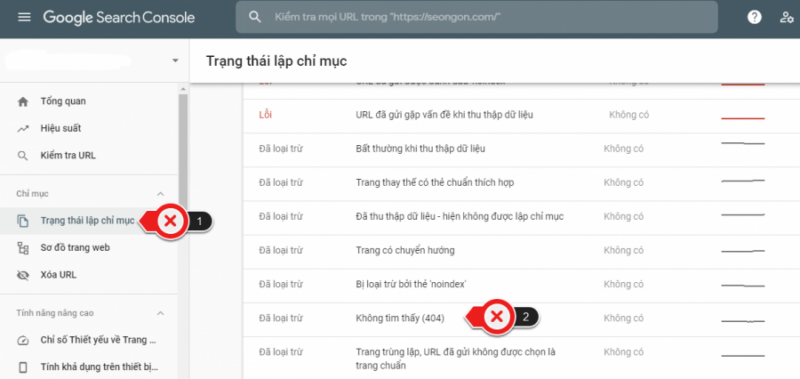 Cách tìm lỗi 404 trên trang với Google Search Console