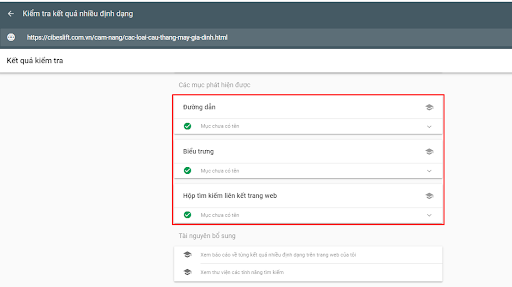 Kiểm tra các trường đã cài schema đúng hay chưa