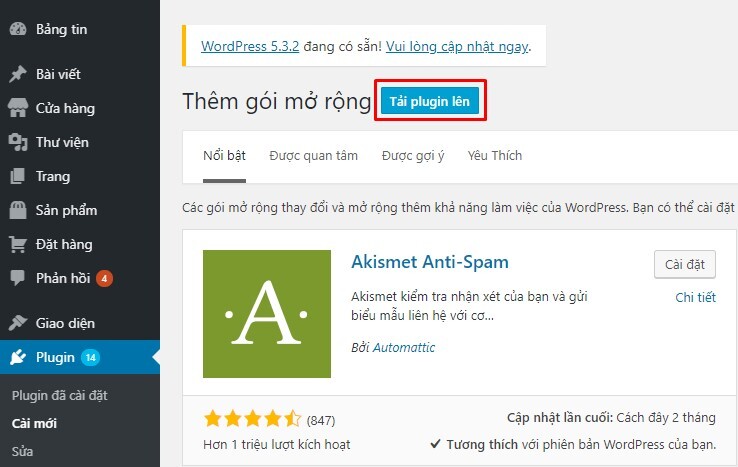 Tải plugin lên