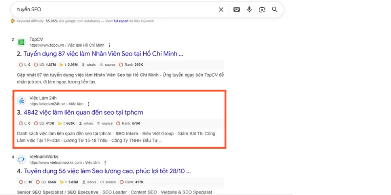 Mẫu tuyển dụng khai báo schema hoàn chỉnh