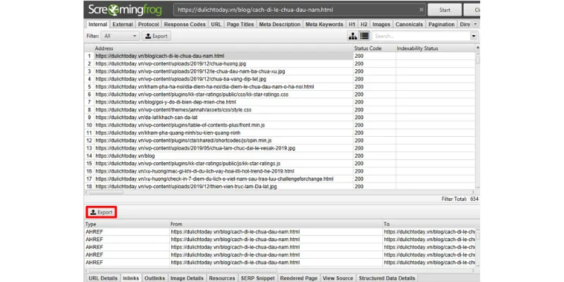 Export file kết quả để theo dõi